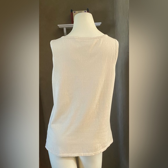 Linea by Louis Dell’ Olio Beige Whisper Knit tank top silk bland women Medium - Picture 3 of 7
